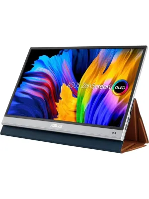 ASUS ZenScreen OLED 15.6” 1080P Portable Monitor (MQ16AH) - Full HD, 100% DCI-P3, 1ms, Delta E < 2, HDR-10, Eye Care, USB Type-C, Mini HDMI, Proximity Sensor,SILVER