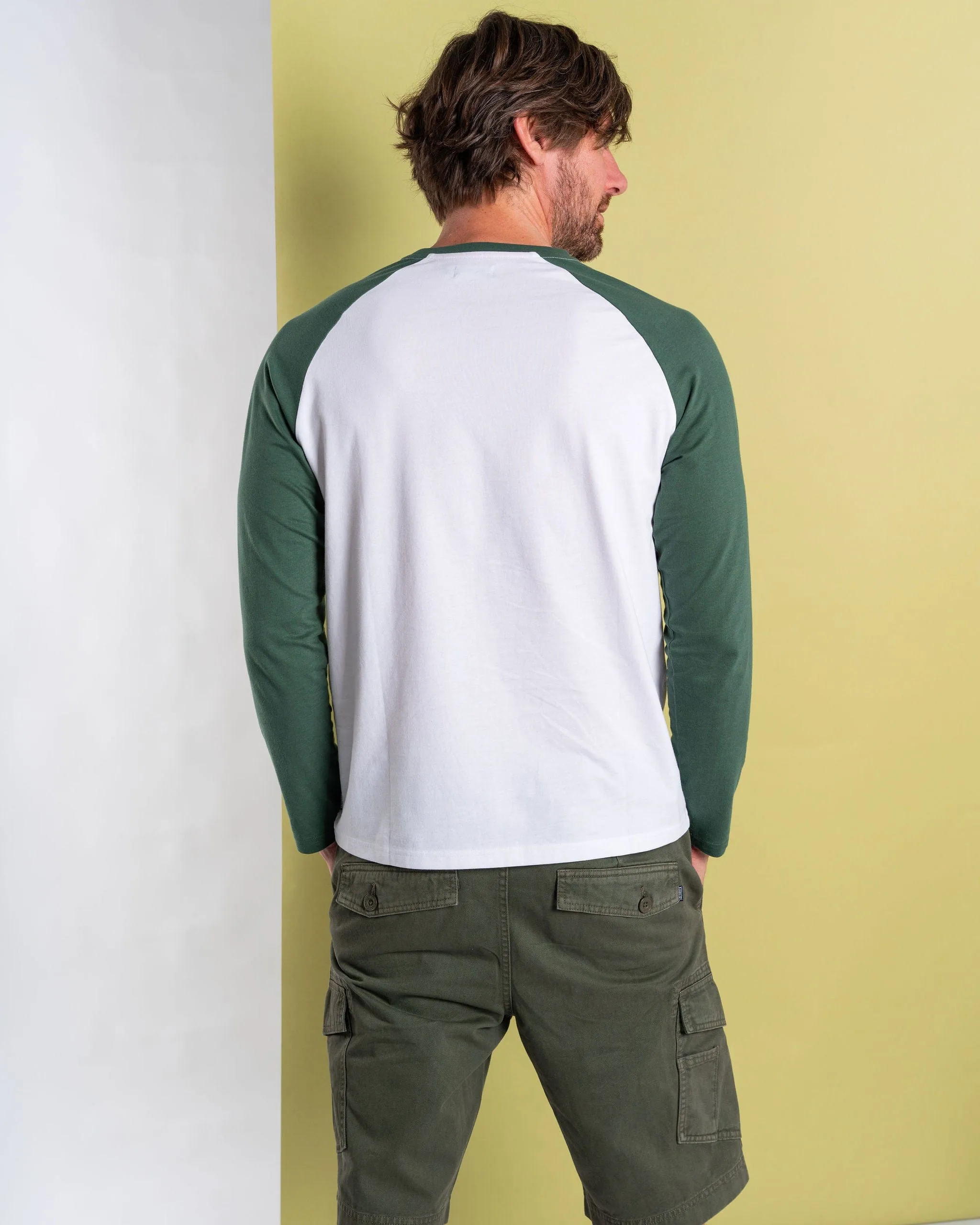 Atlantic Adventure - Mens Long Sleeve Raglan T-Shirt - Green