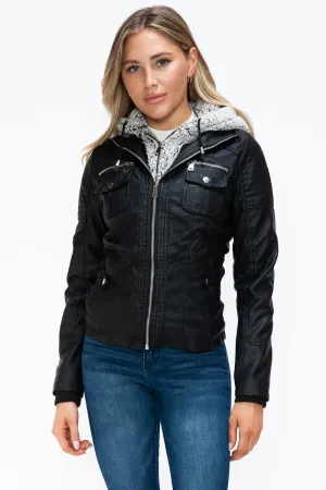 Black Multi-Pocket Vegan Leather Jacket