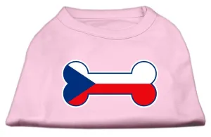 Bone Shaped Czech Republic Flag Screen Print Shirts Light Pink XL (16)