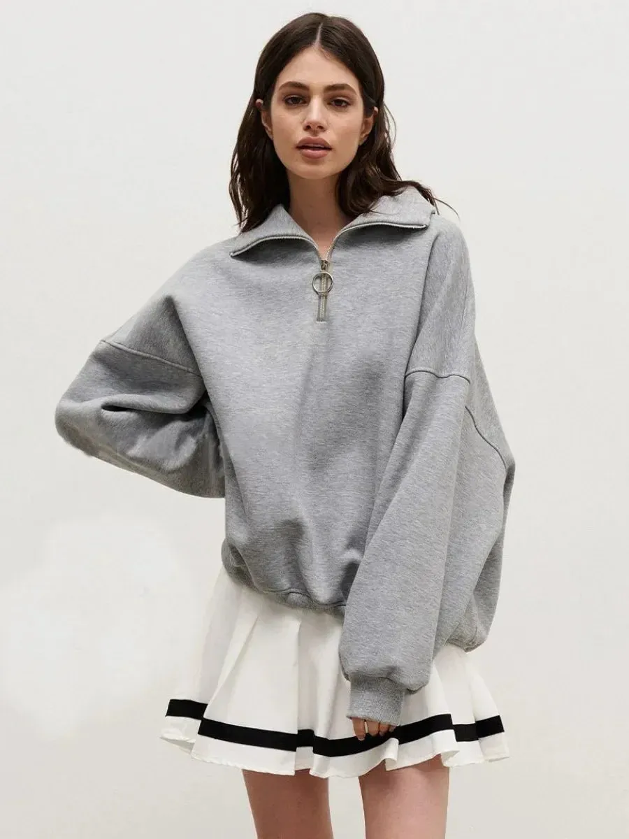 Bonnyshow Oversized Hoodies & Sweatshirts for Women Autumn Winter Thick Warm Fleece Sweatshirt Girls Streetwear Loose Pullovers