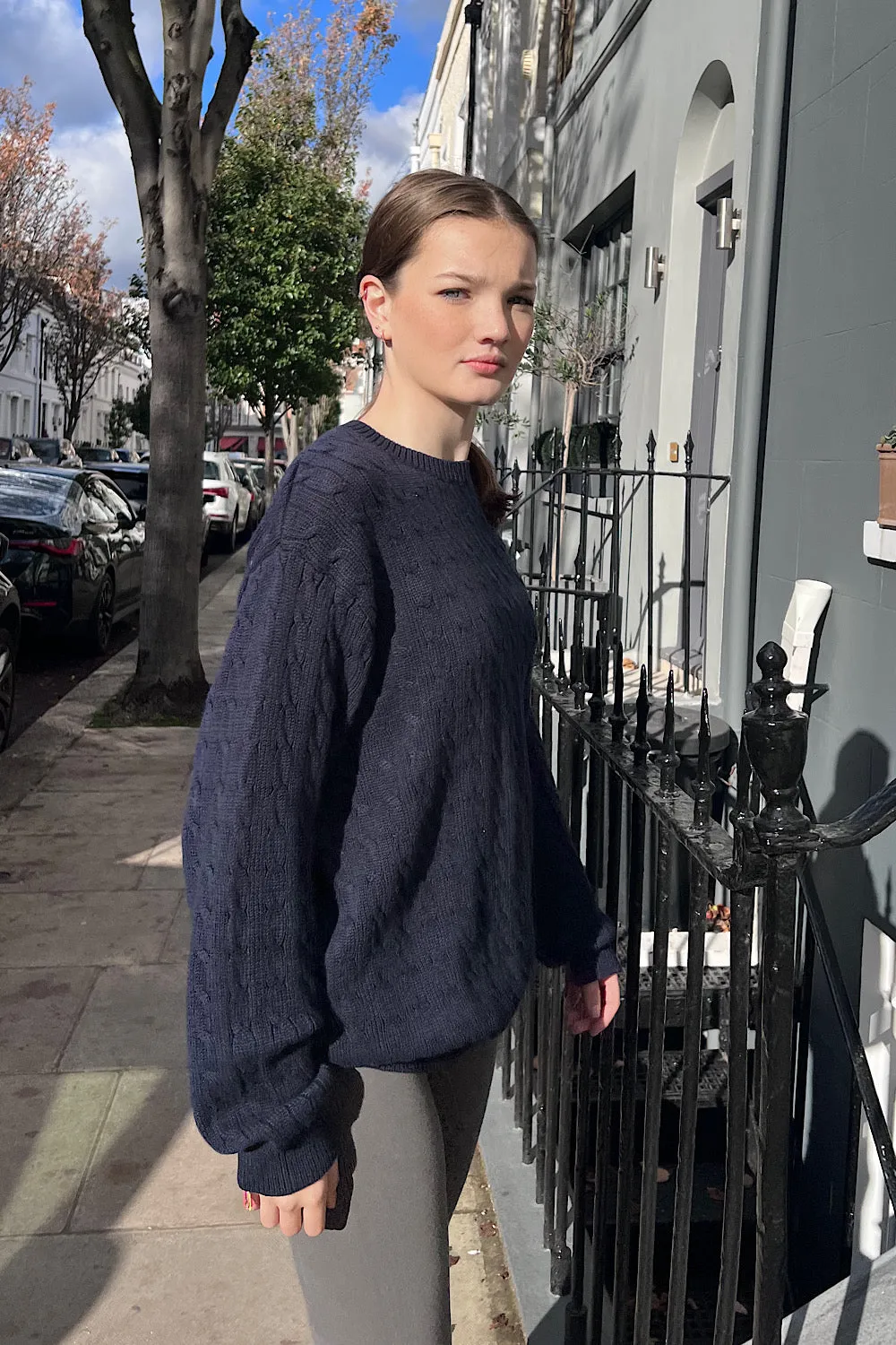 Brianna Cotton Cable Knit Sweater