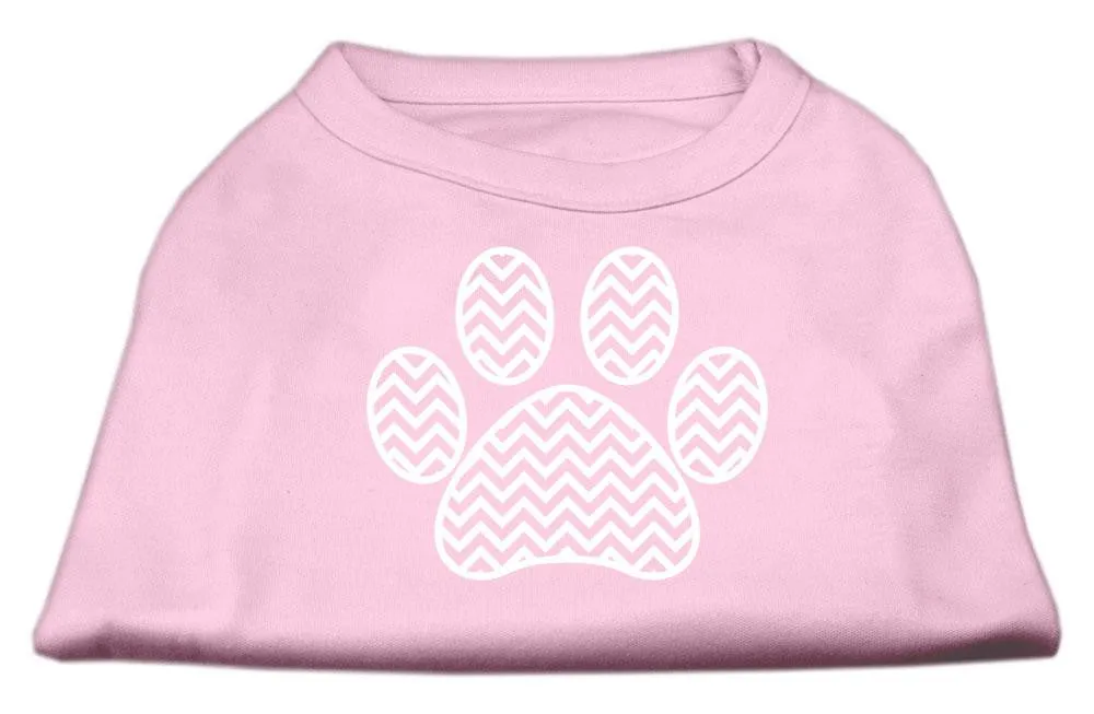 Chevron Paw Screen Print Shirt Light Pink Lg (14)