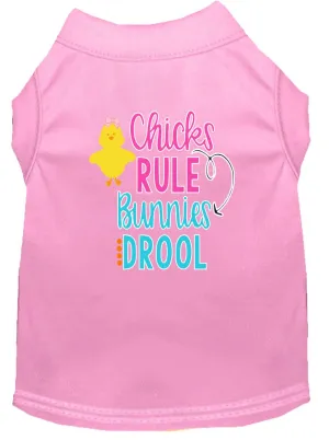 Chicks Rule Screen Print Dog Shirt Light Pink Med (12)