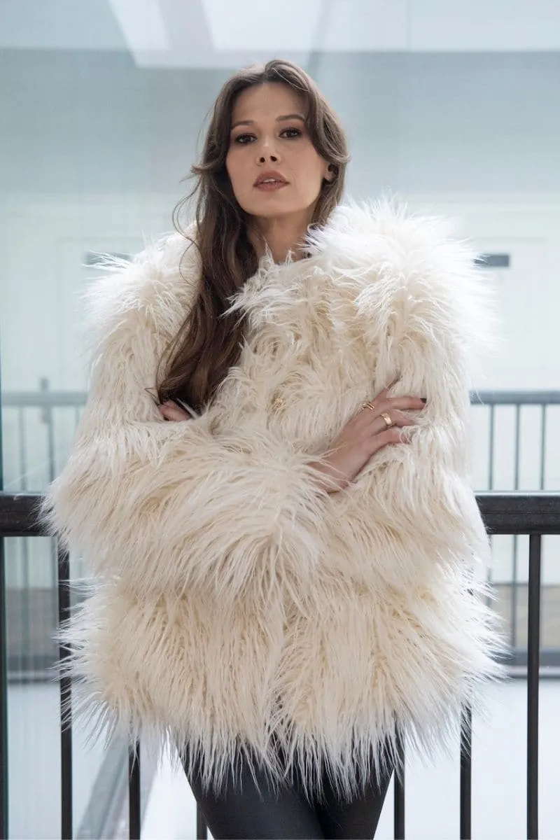 CREAM FAUX FUR JACKET