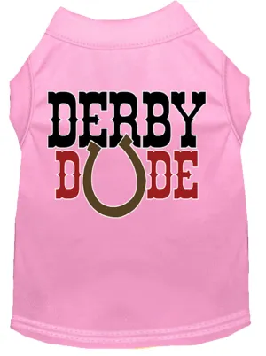 Derby Dude Screen Print Dog Shirt Light Pink Xs