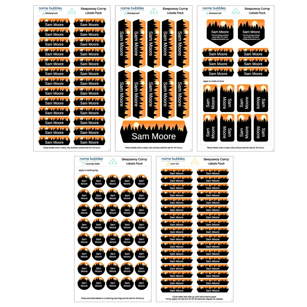 Forest Sky Sleepaway Camp Labels Pack