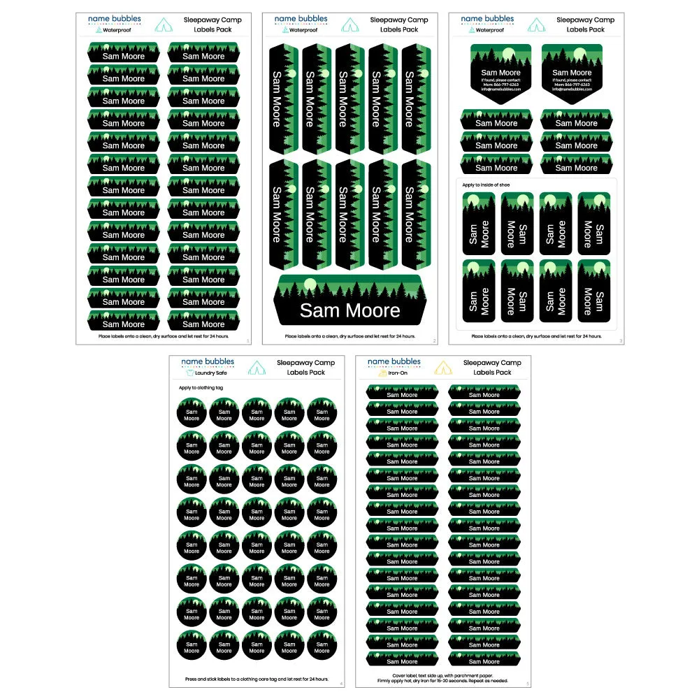 Forest Sky Sleepaway Camp Labels Pack