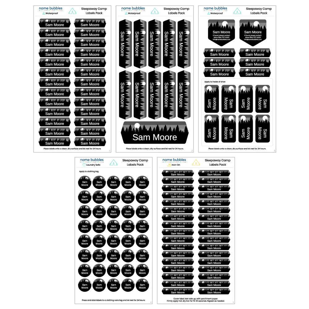 Forest Sky Sleepaway Camp Labels Pack