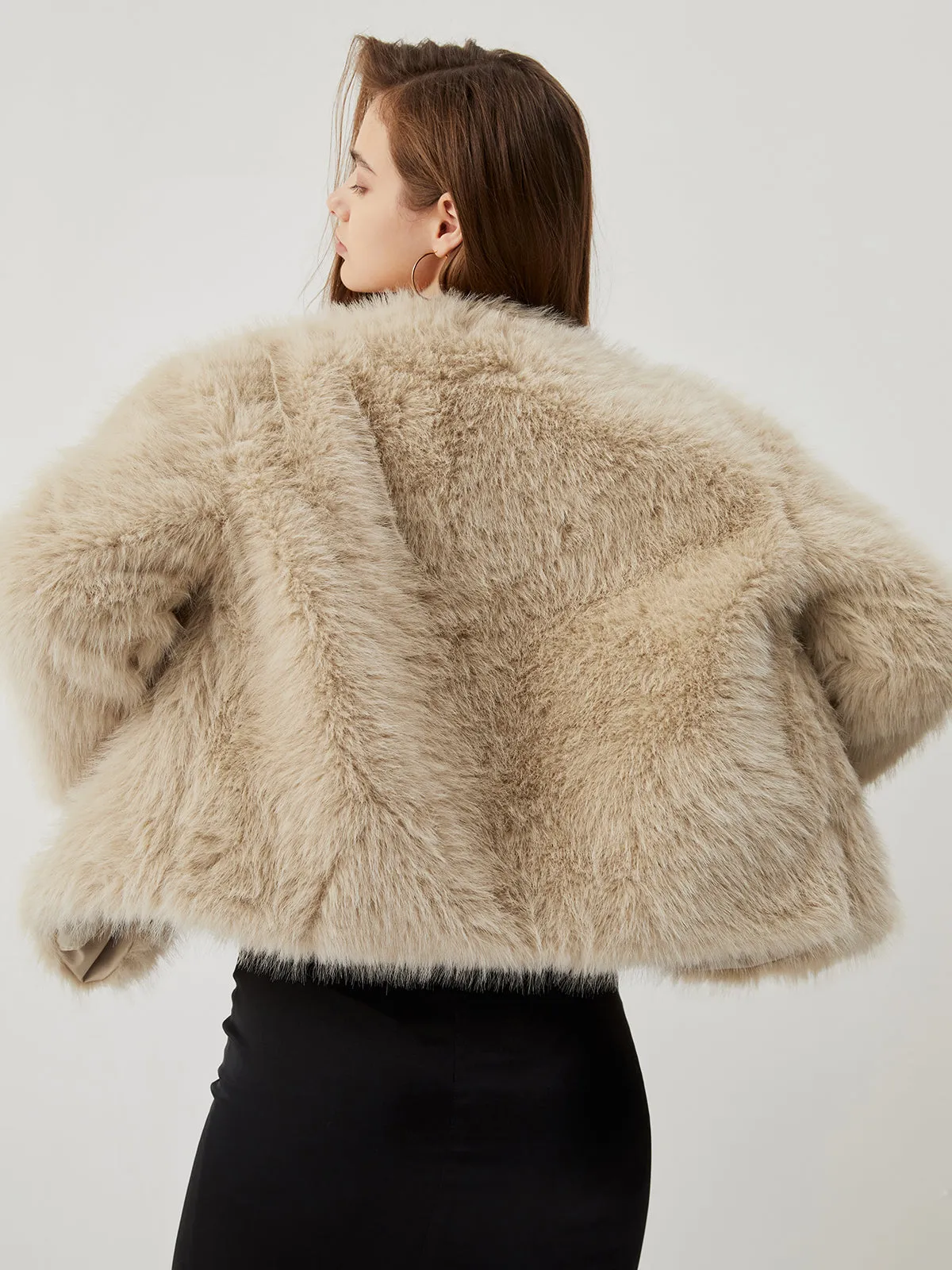 Fuzzy Faux Graceful Fur Buttoned Coat