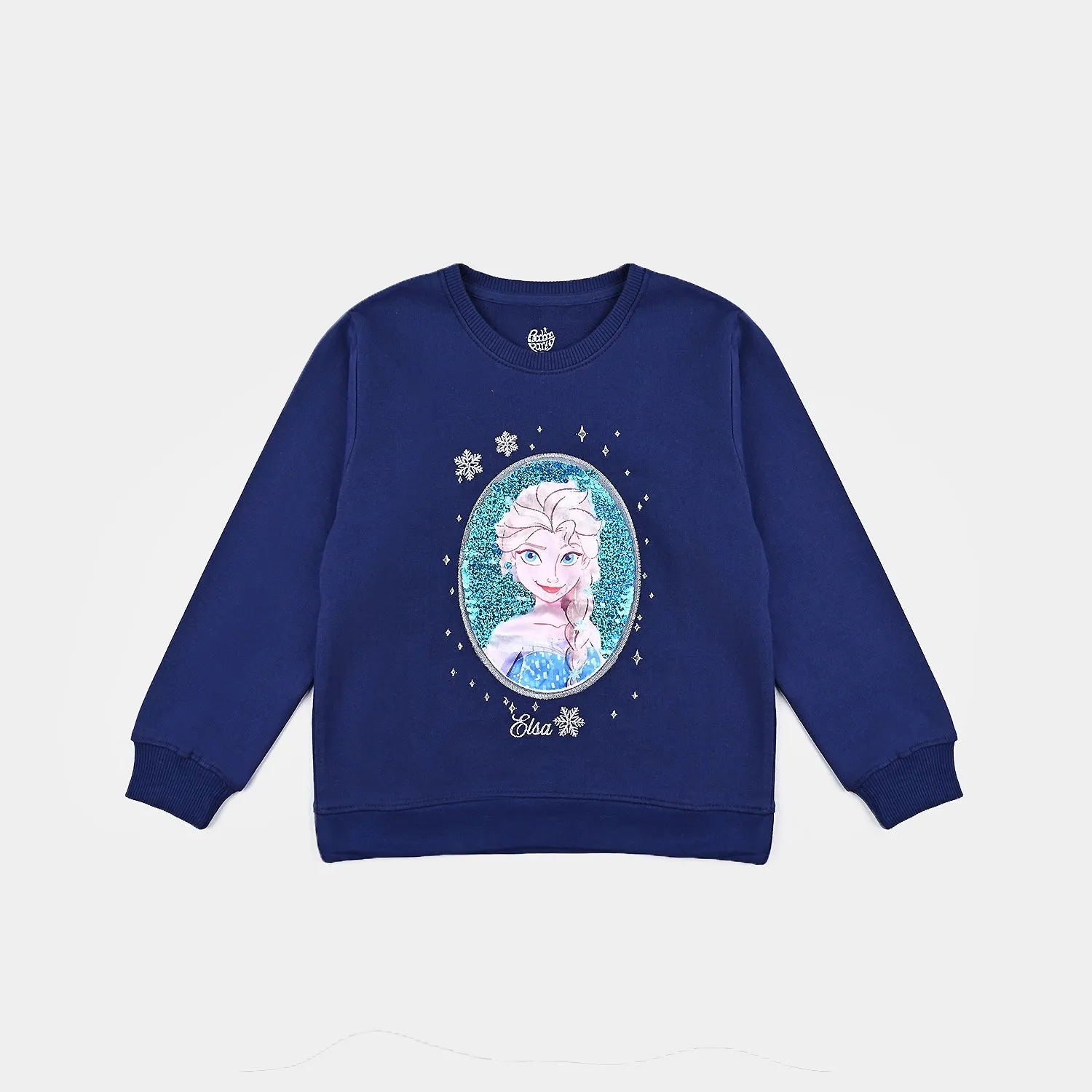 Girls Cotton Terry Sweatshirt Character-Navy Blue