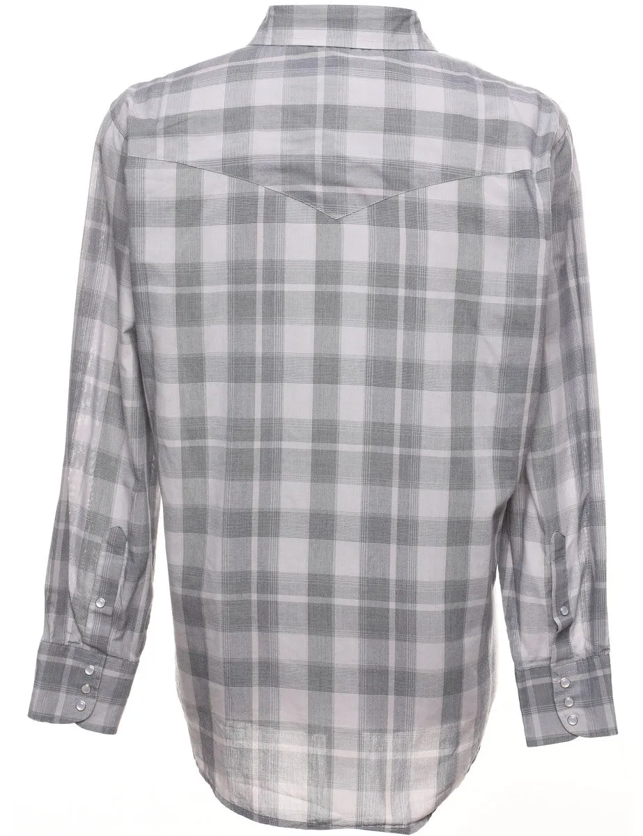 Grey Checked Western Shirt - L