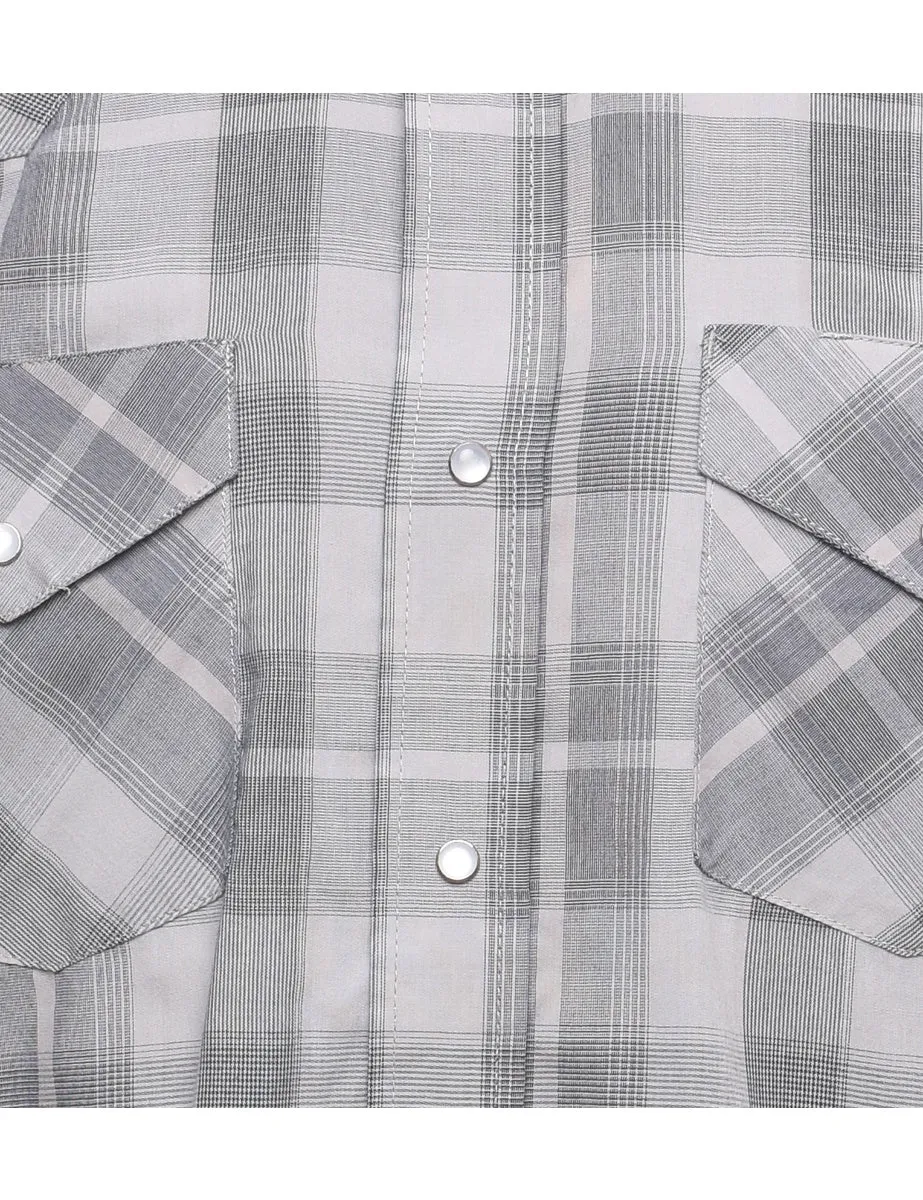 Grey Checked Western Shirt - L