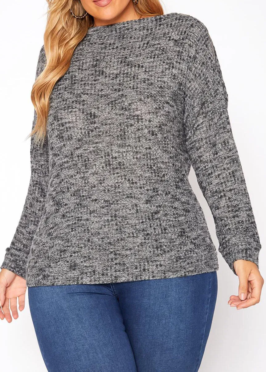 HI Curvy Plus Size Women Waffle Knit Sweater