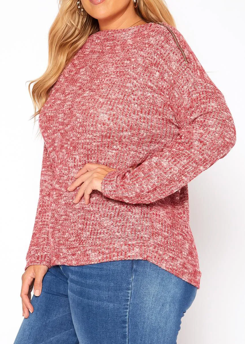 HI Curvy Plus Size Women Waffle Knit Sweater