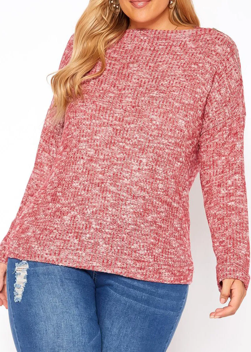 HI Curvy Plus Size Women Waffle Knit Sweater