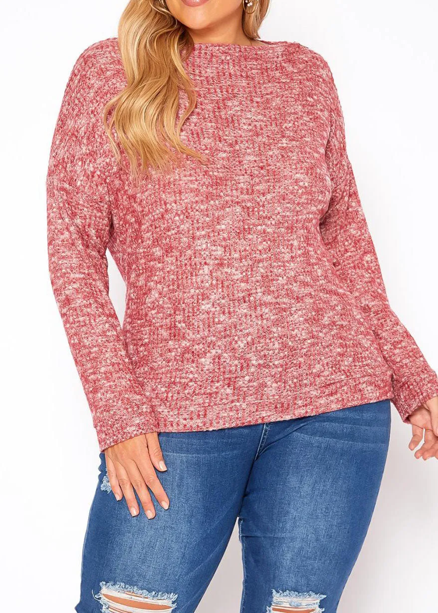 HI Curvy Plus Size Women Waffle Knit Sweater