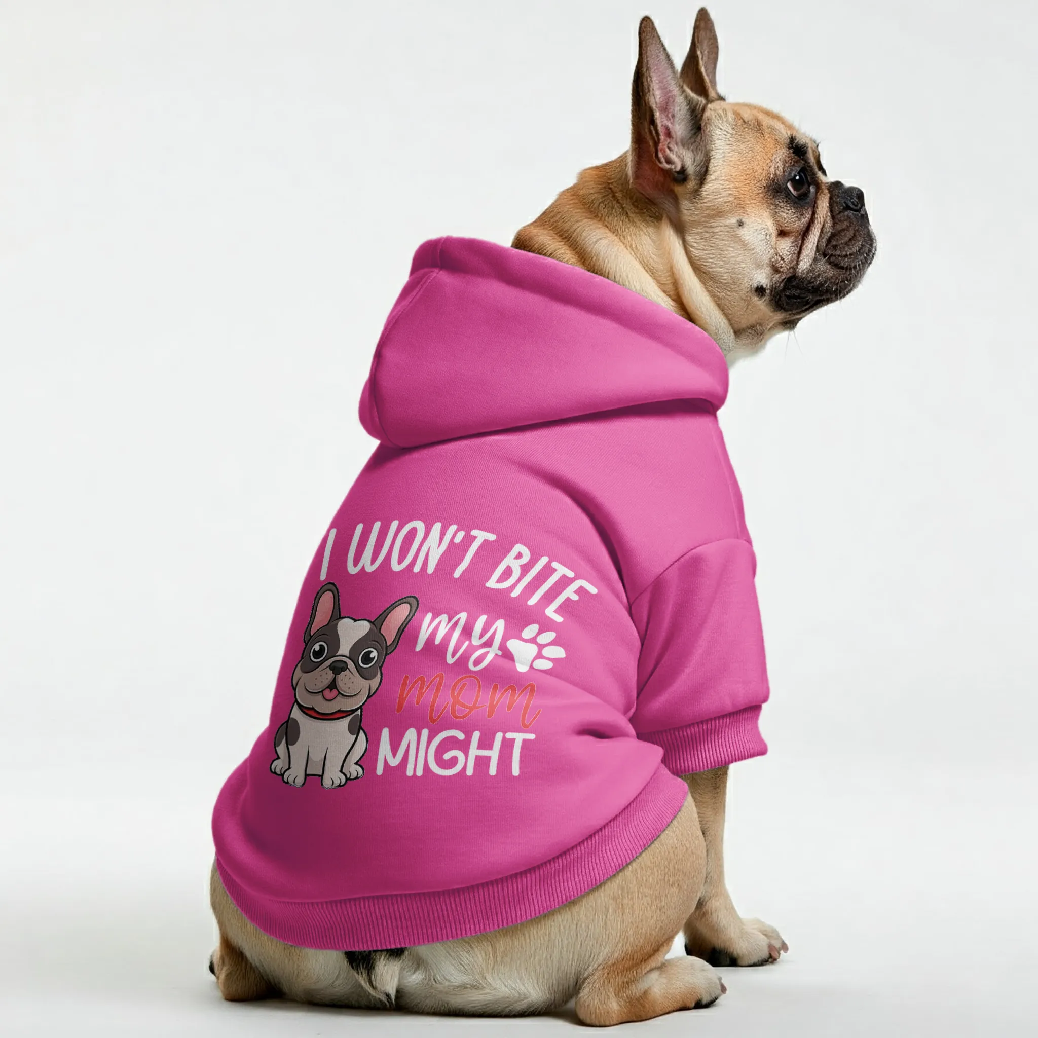 i wont bite , my mom might - Personalized French Bulldog Hoodies with Funny Quotes – Stylish, Cozy, and Premium 100% Cotton