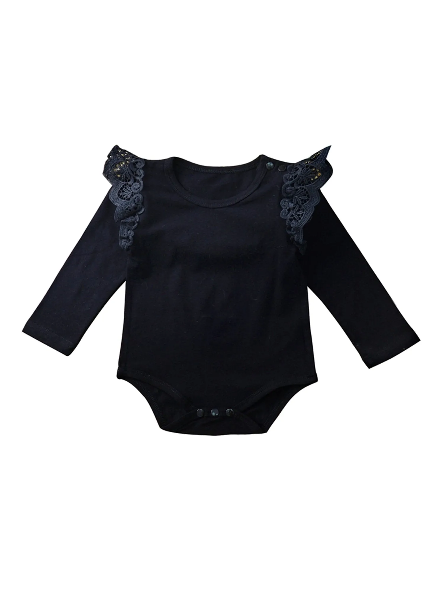 Infant Baby Lace Solid Color Long Sleeve Bodysuit