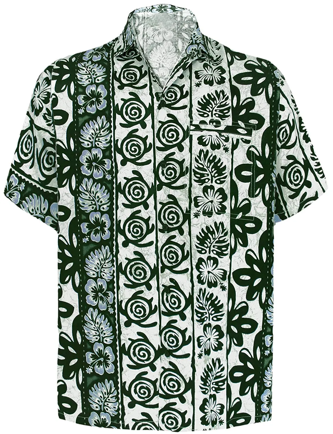 LA LEELA Shirt Casual Button Down Short Sleeve Beach Shirt Men Aloha Pocket 52