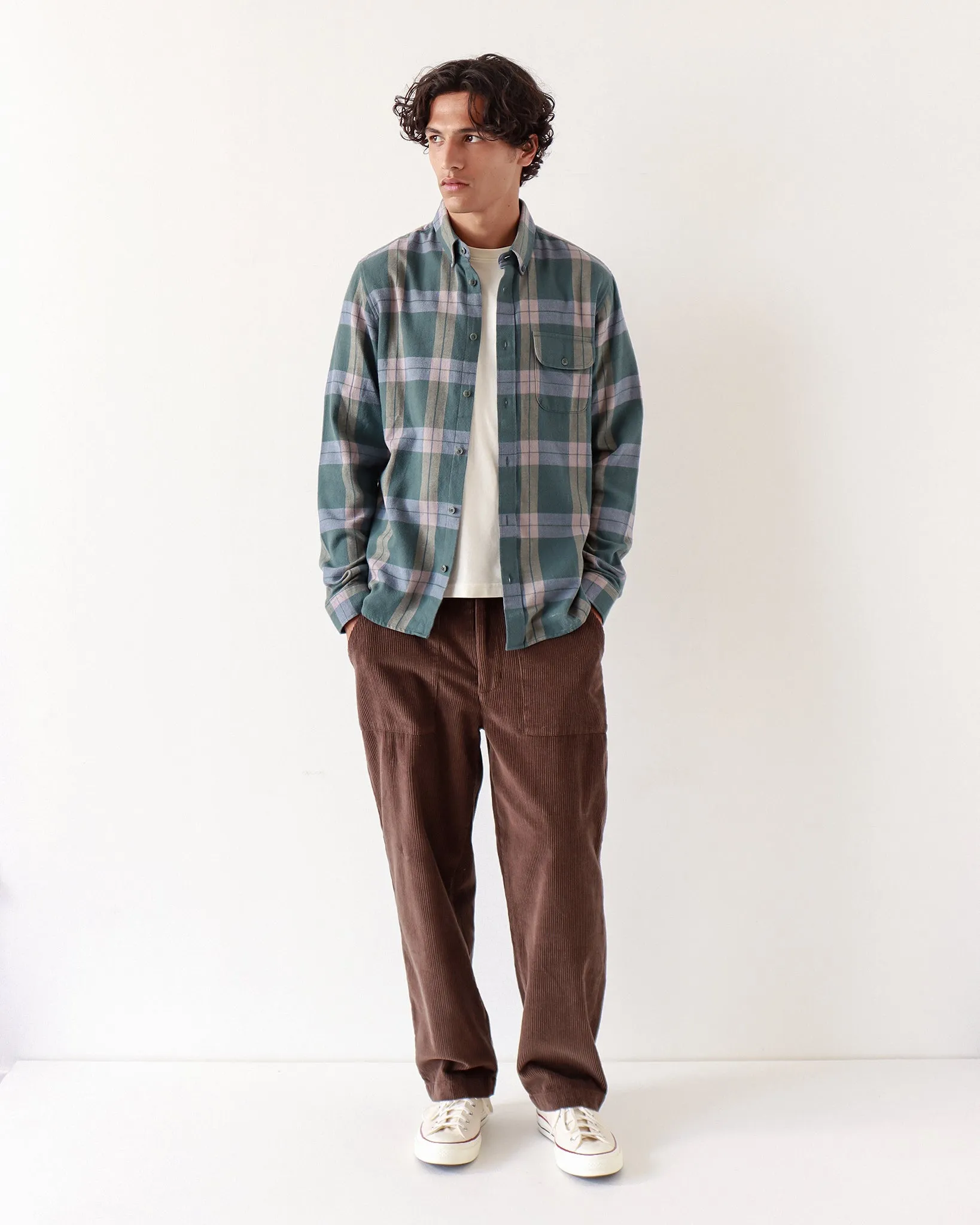 Larry Check Shirt - Forest Green / Silver Blue