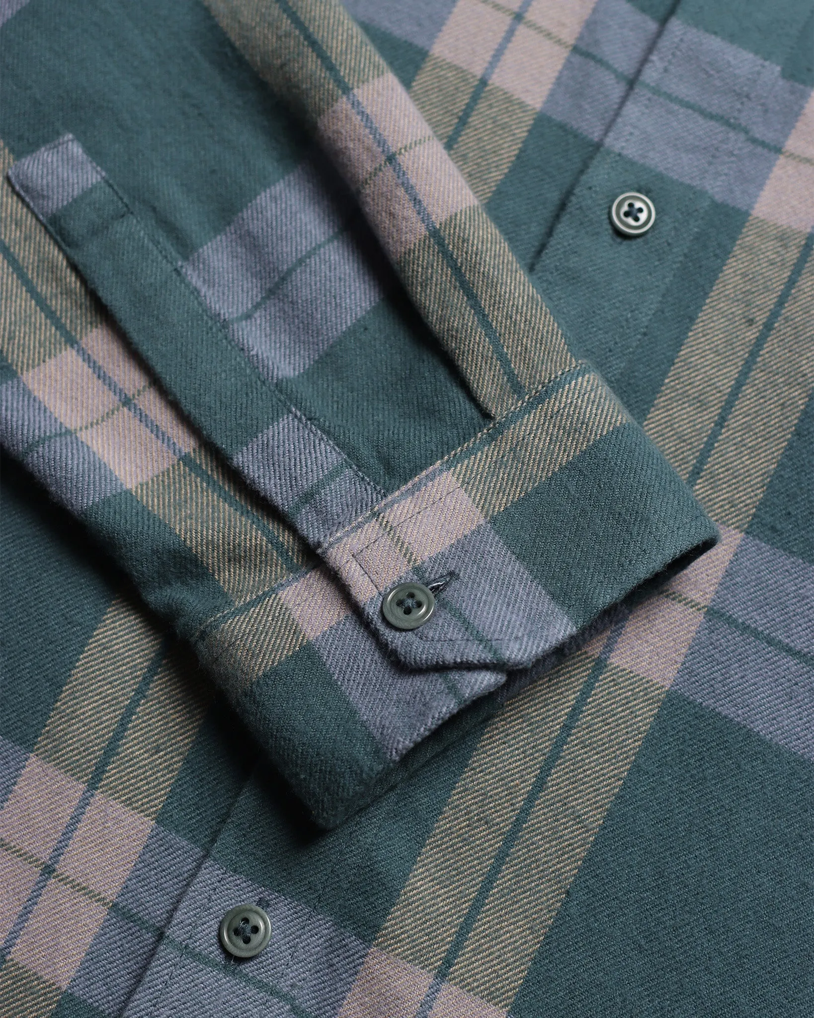 Larry Check Shirt - Forest Green / Silver Blue