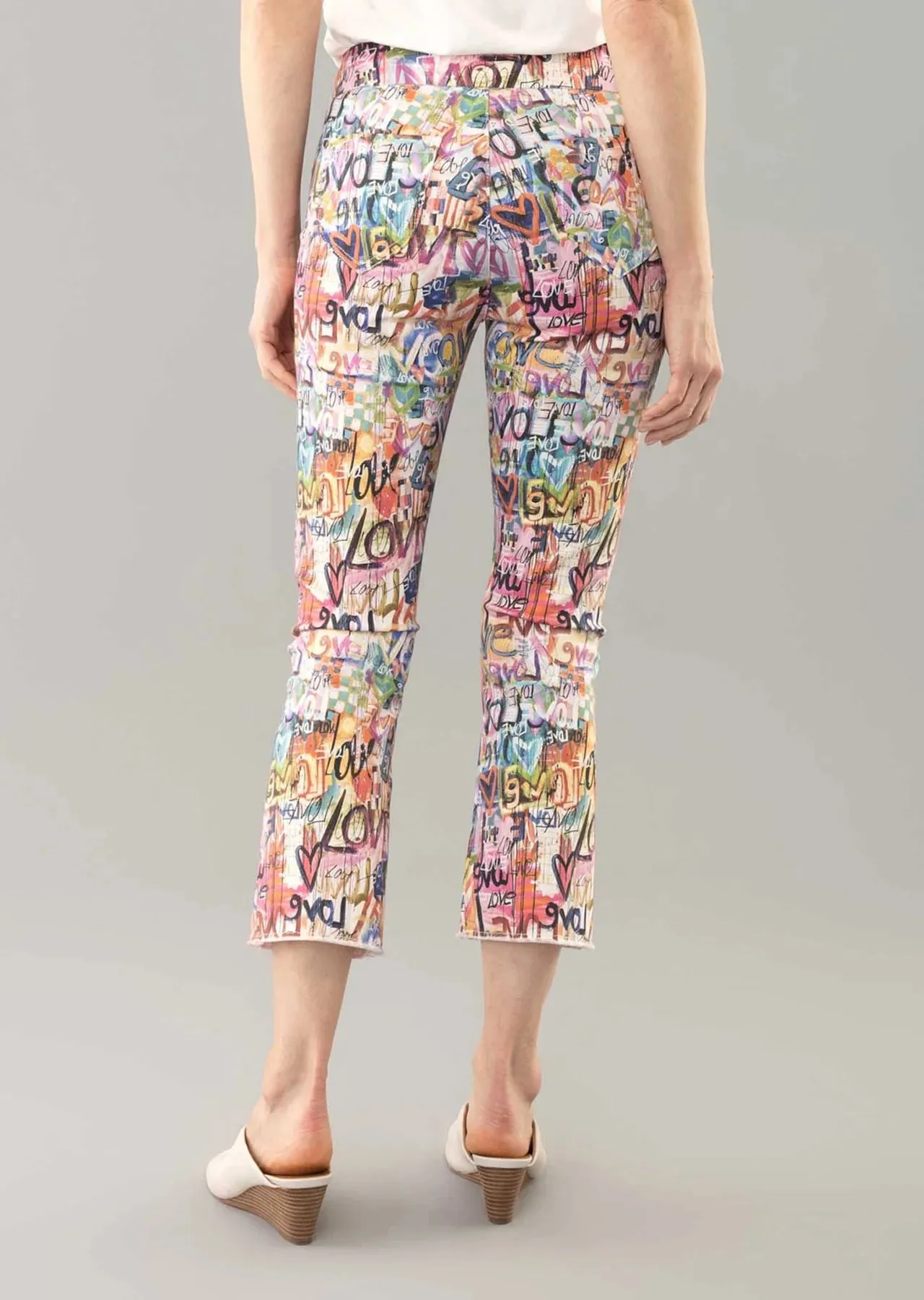 Lisette- Wynwood Print 25'' Flare Pant W/Raw Hem