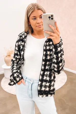 Lyla Teddy Jacket Black Check