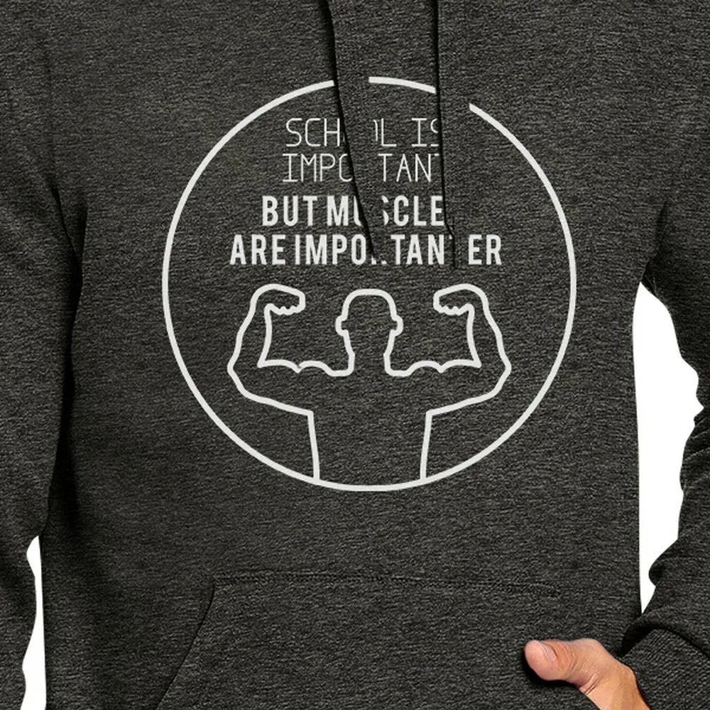 Muscles Are Importanter Dark Grey Hoodie