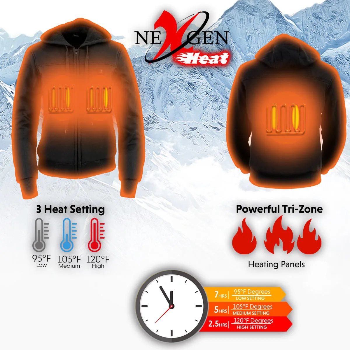 Nexgen Heat NXL2713SET Women 'Heated' Front Zipper Black Hoodie Jacket