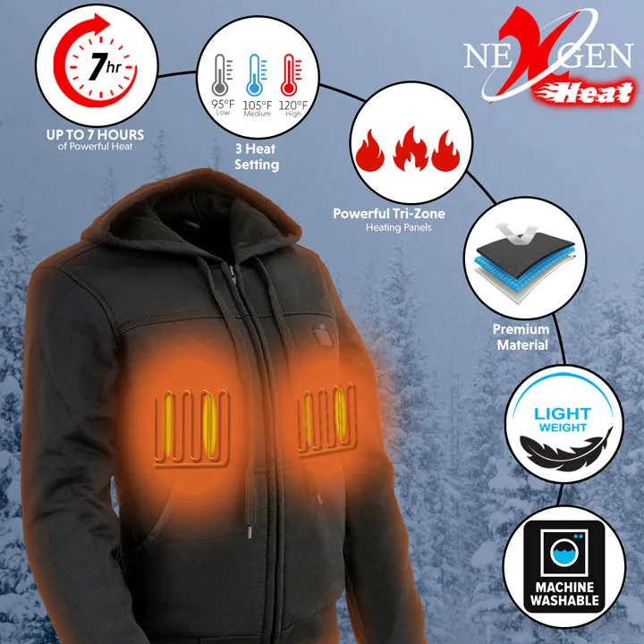 Nexgen Heat NXL2713SET Women 'Heated' Front Zipper Black Hoodie Jacket