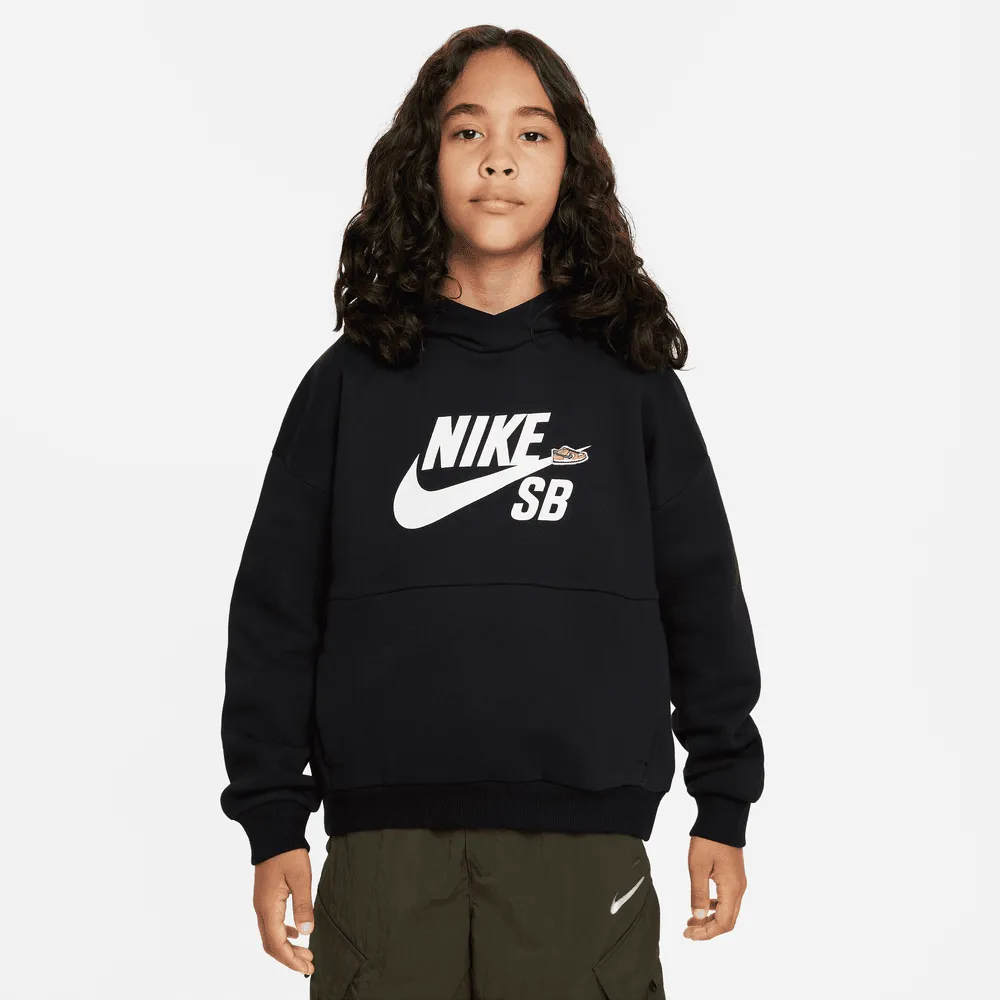 Nike SB Youth Icon Fleece EasyOn Hoodie Black White