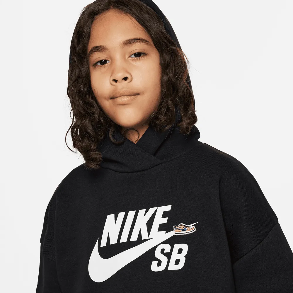 Nike SB Youth Icon Fleece EasyOn Hoodie Black White