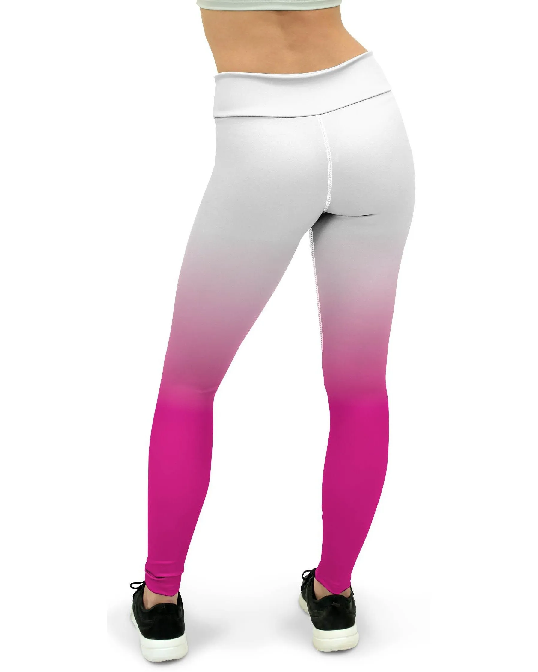 Ombre White to Pink Yoga Pants