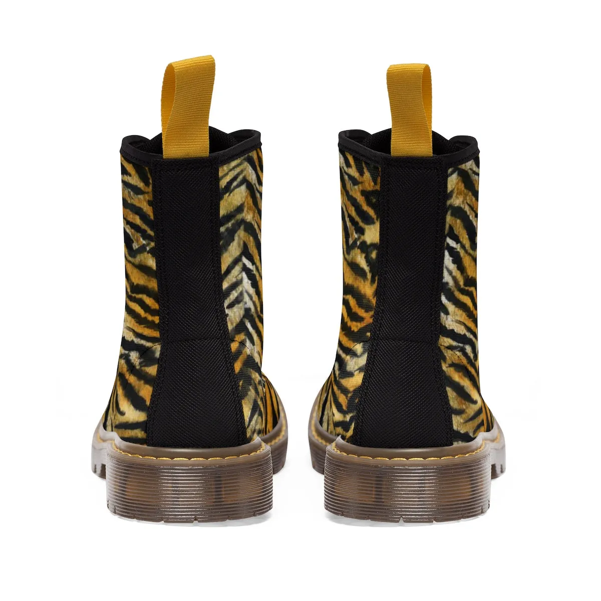 Orange Tiger Stripe Men's Boots, Animal Print Premium Hiking Winter Boots (US Size: 7-10.5)