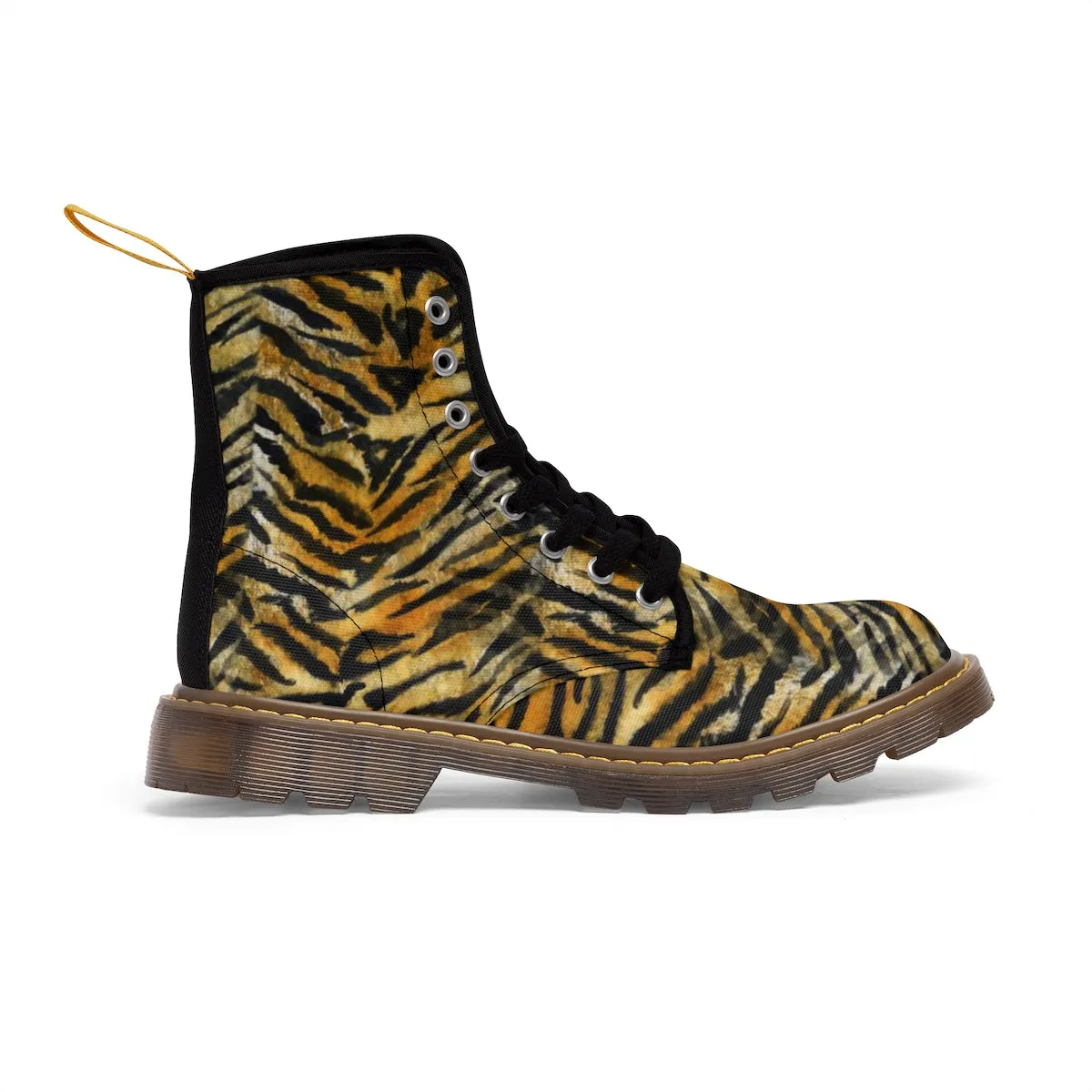 Orange Tiger Stripe Men's Boots, Animal Print Premium Hiking Winter Boots (US Size: 7-10.5)