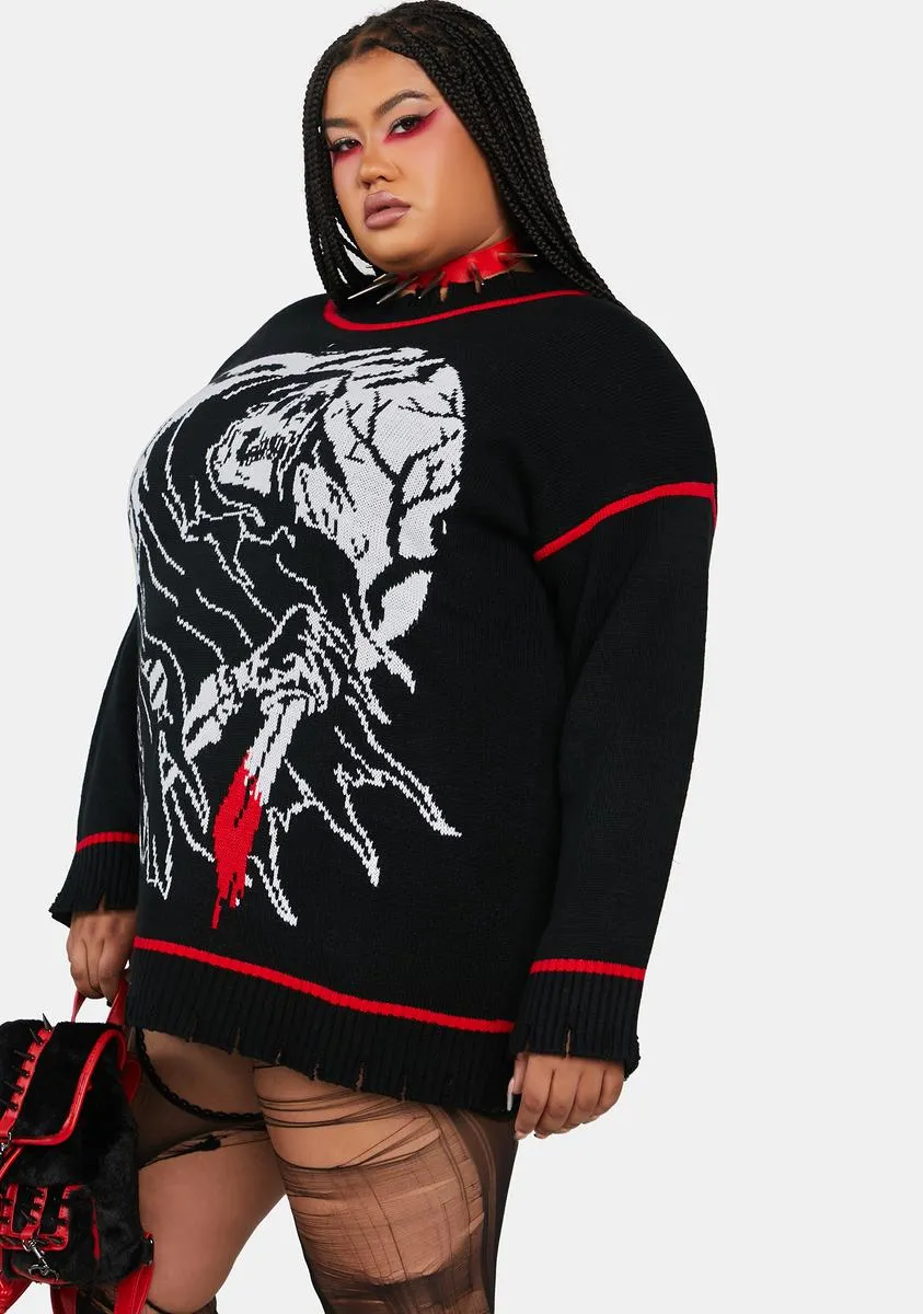 Plus Fear The Reaper Oversized Sweater