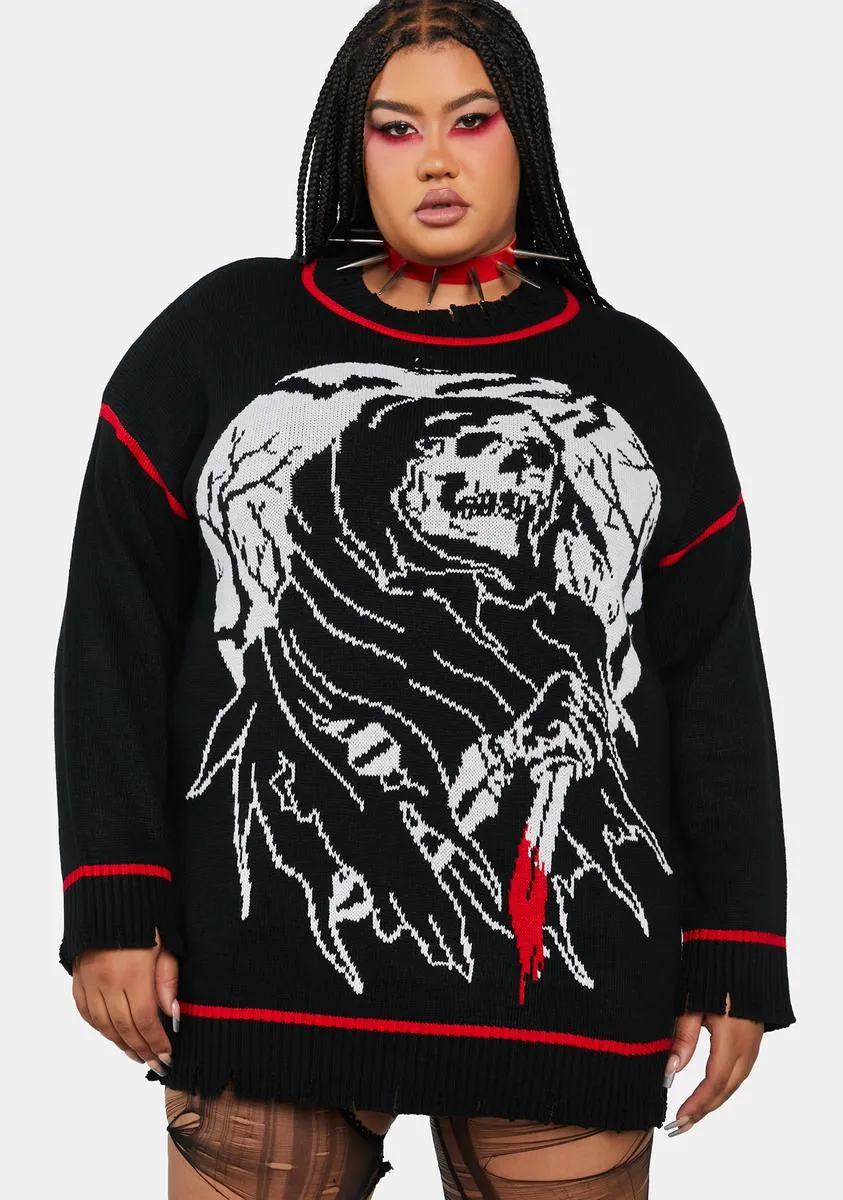 Plus Fear The Reaper Oversized Sweater