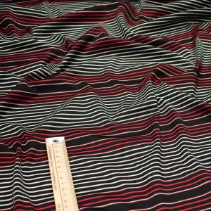 Printed Knits Design-110 Red & White Stripes on Black