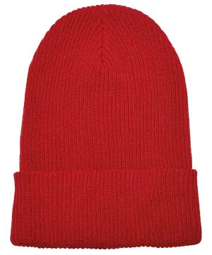 Recycled yarn ribbed knit beanie (1504RY) | Red