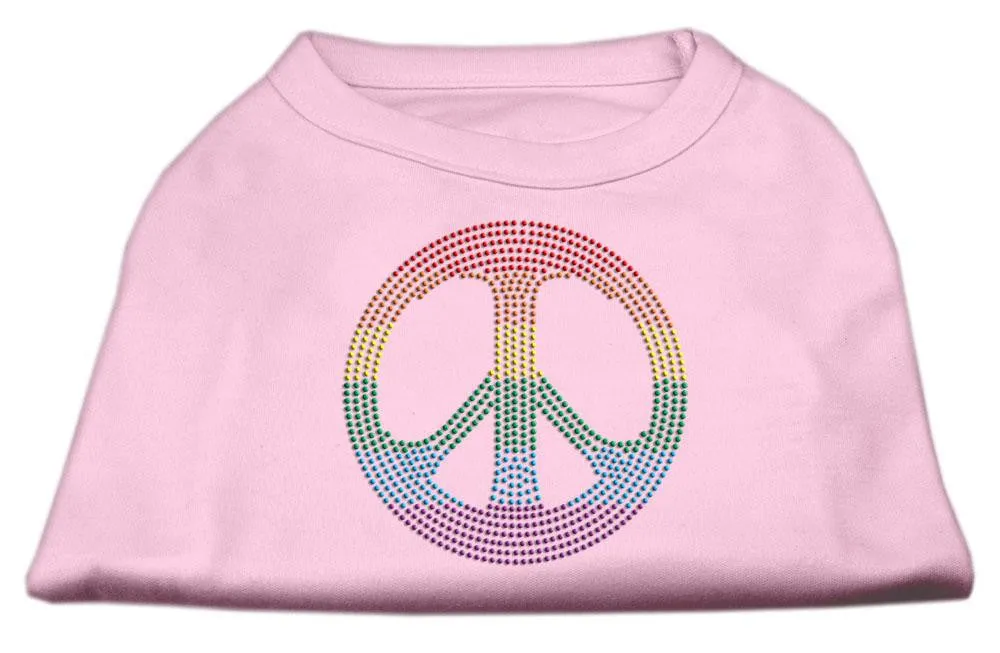 Rhinestone Rainbow Peace Sign Shirts Light Pink XL (16)