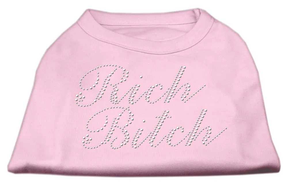 Rich Bitch Rhinestone Shirts Light Pink XXL (18)