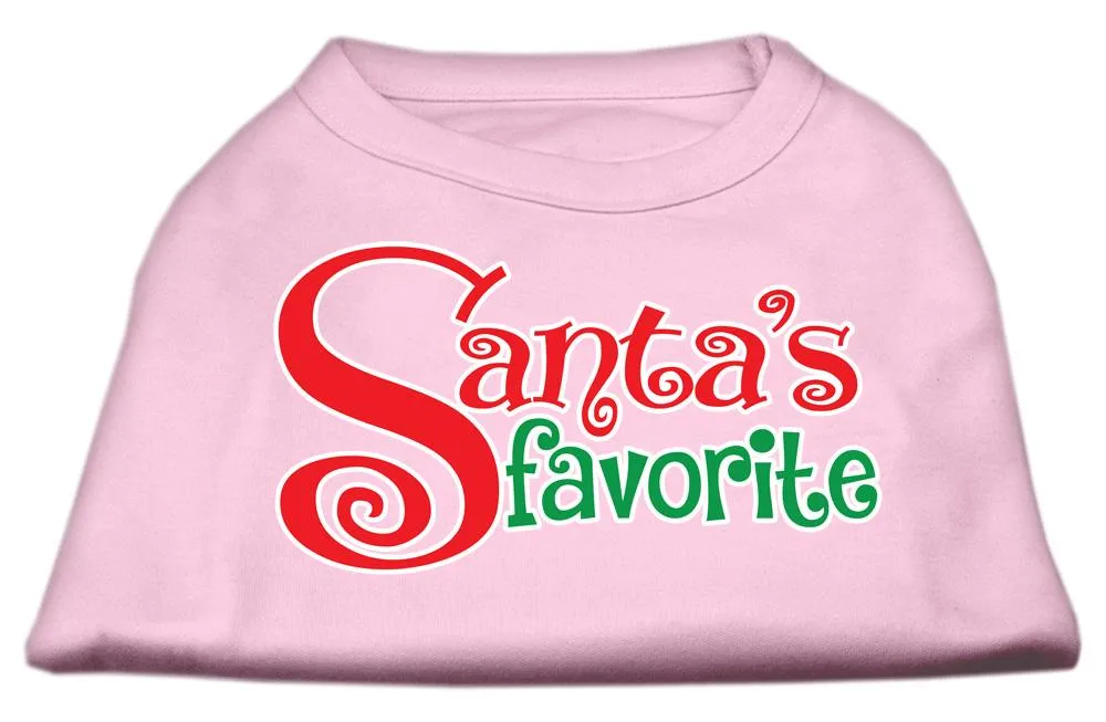 Santas Favorite Screen Print Pet Shirt Light Pink Sm (10)