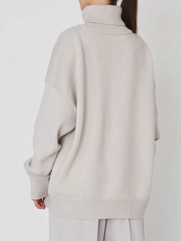 Solid Color Turtleneck Long Sleeve Sweater