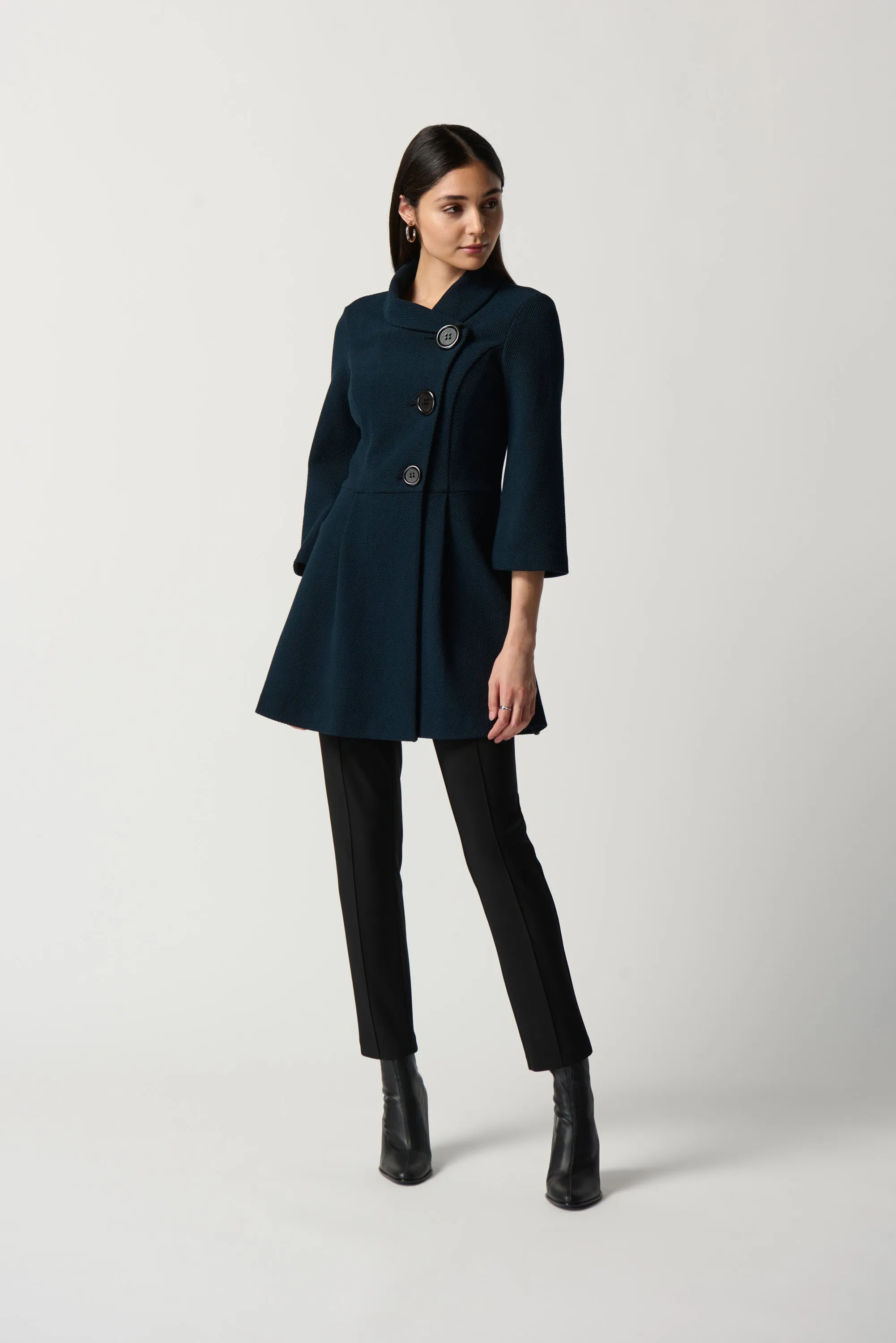 Textured Jacquard Peplum Coat