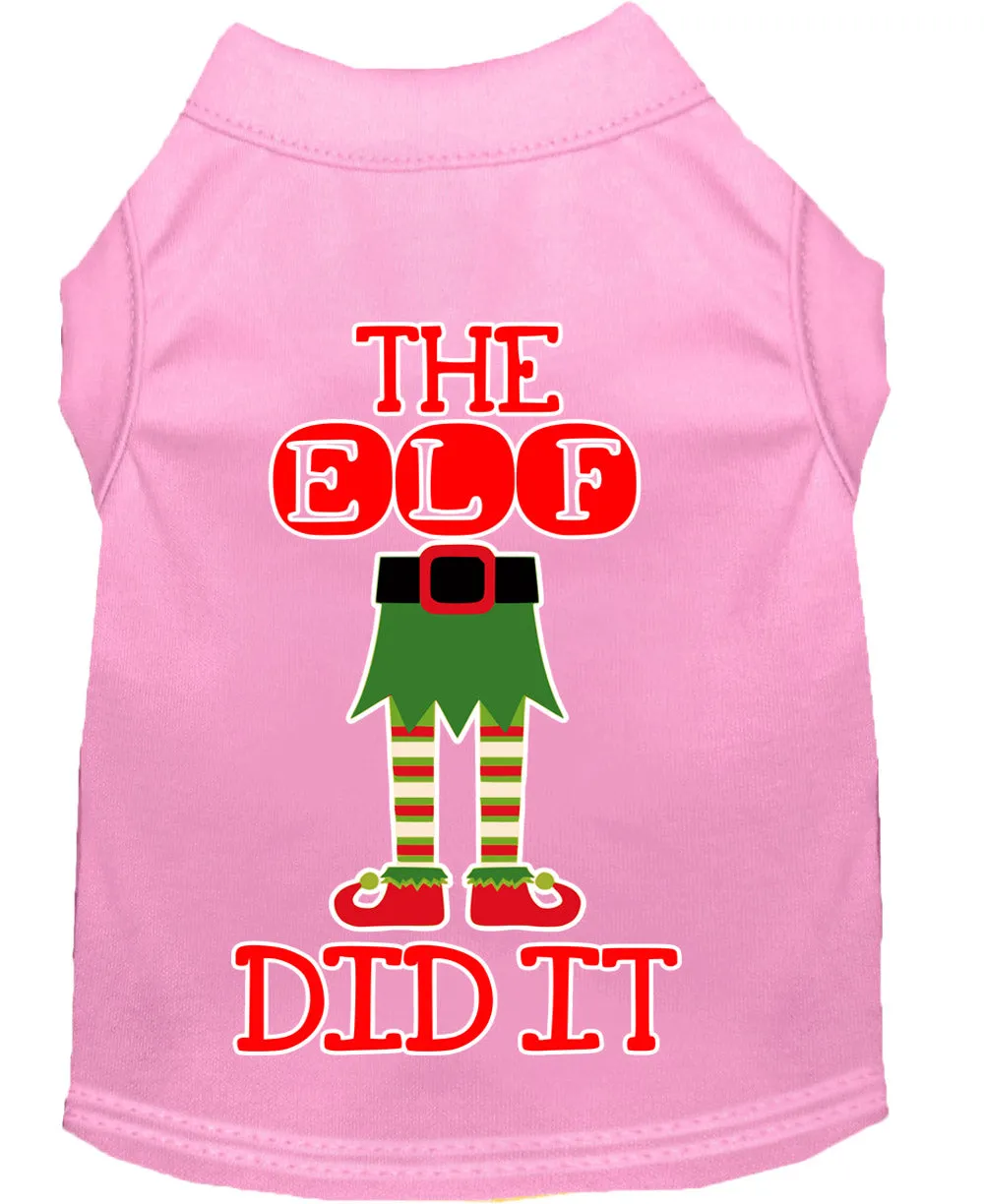 The Elf Did It Screen Print Dog Shirt Light Pink Xl