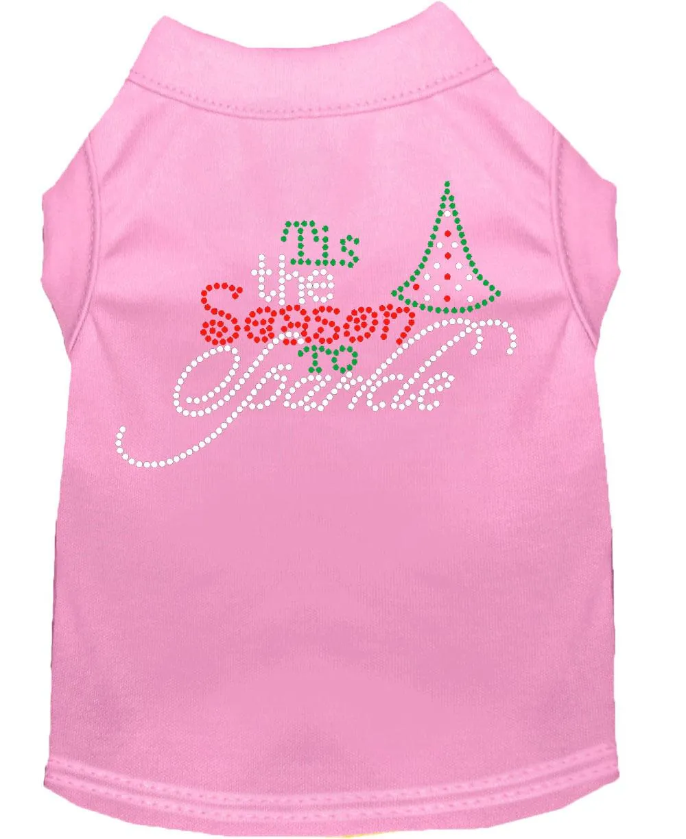 Tis The Season To Sparkle Rhinestone Dog Shirt Light Pink Med (12)