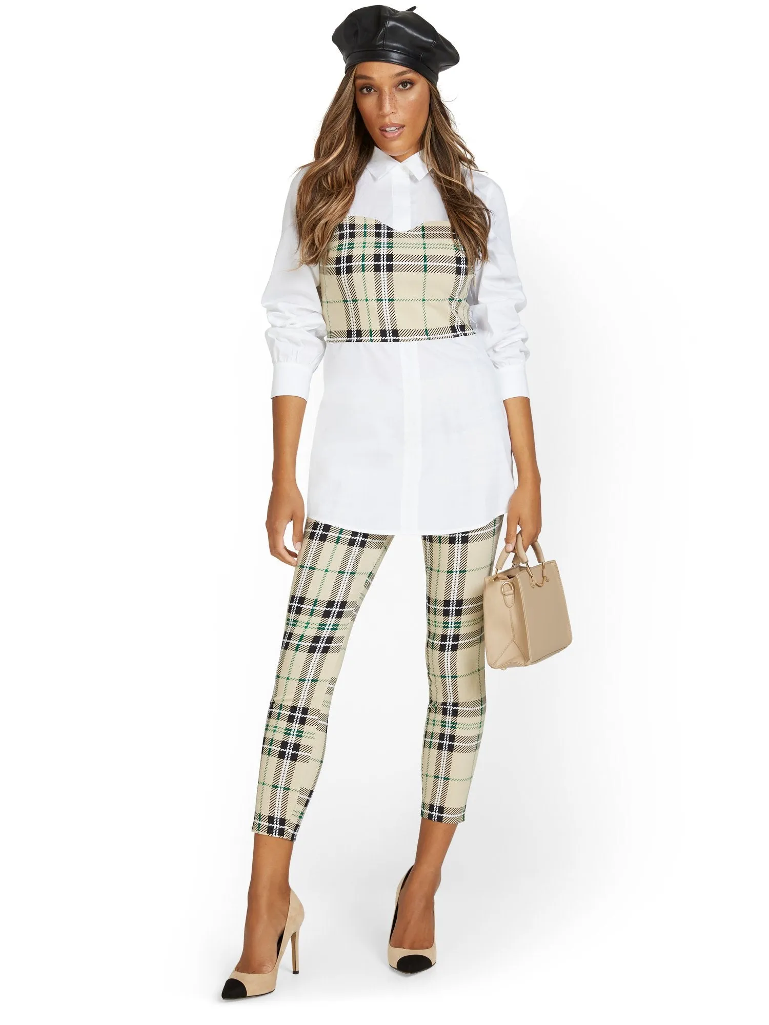 Whitney High-Waisted Pull-On Slim-Leg Ankle Pant - Plaid