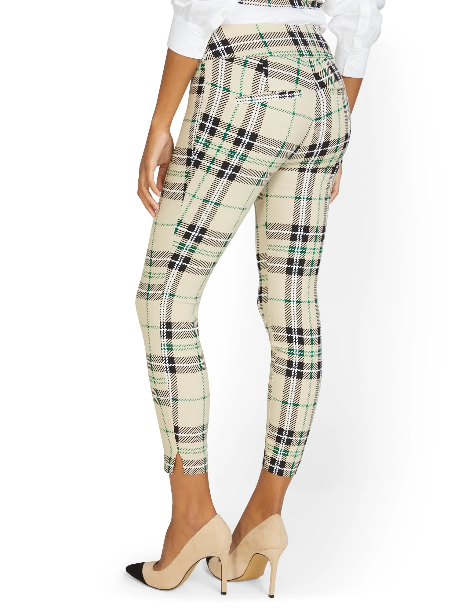 Whitney High-Waisted Pull-On Slim-Leg Ankle Pant - Plaid