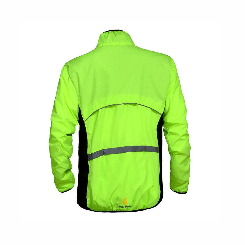 WOLFBIKE Cycling Jersey Men Riding Breathable Jacket Cycle Clothing Bike Long Sleeve Wind Coat Green L